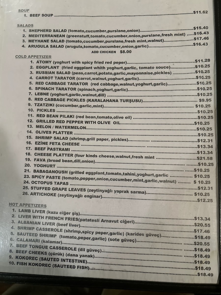 Menu - Meyhane Turkish Restaurant photo 1