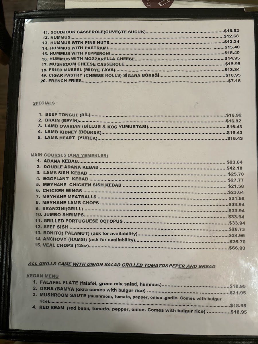 Menu - Meyhane Turkish Restaurant photo 2