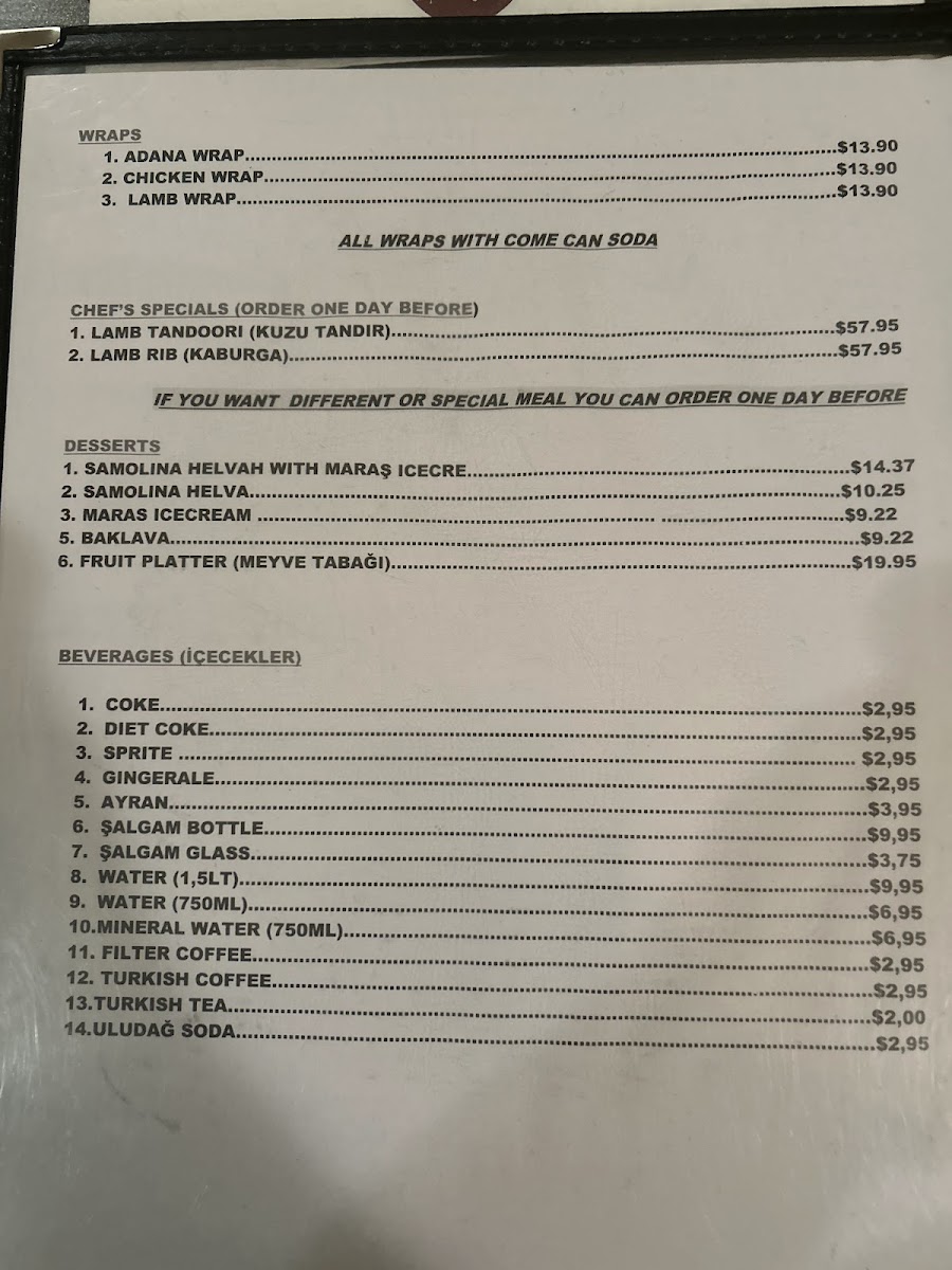 Menu - Meyhane Turkish Restaurant photo 3