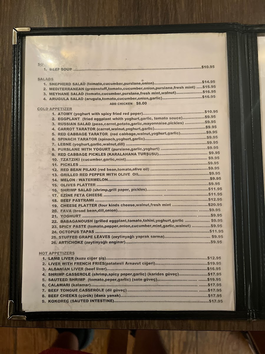 Menu - Meyhane Turkish Restaurant photo 8