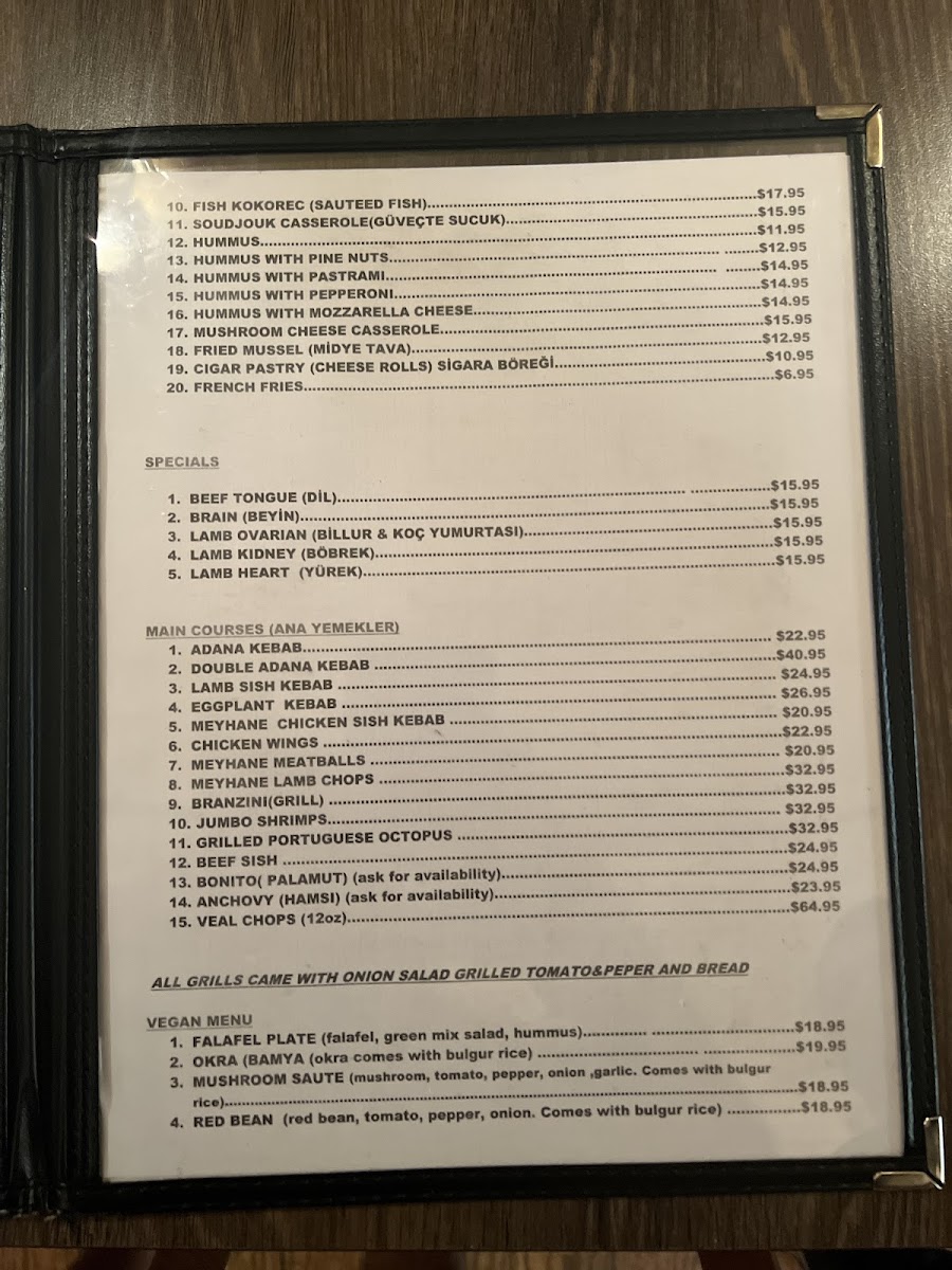Menu - Meyhane Turkish Restaurant photo 9
